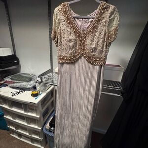 Elegant Beaded Maxi Dress in Cream